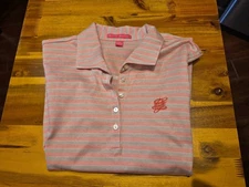 Greenbrier Resort Hotel Peter Millar  Polo Small Womens Salmon & Tan Golf Shirt