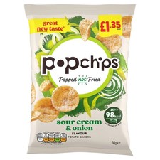 16 x 50g Popchips Sour Cream & Onion Flavour Popped Potato Chips PM £1.35