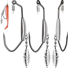 4/0 Underspin Weighted Hooks 1/5oz Swimbait Spinner Bait Keeper Bass Fishing
