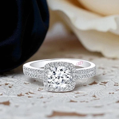 Diamant Ehering 2,30 ct IGI Lab Grown Rundschliff 14 K Weißgold Größe 5 6 6,5 - Bild 1 von 4