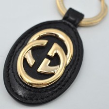 GUCCI Gucci Interlocking G Keychain Black Black Gold