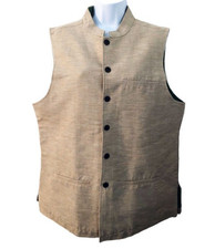 Fabindia VTG Mens Chic Tan Cotton Button Down Nehru Collar Mens Vest Sadri 40