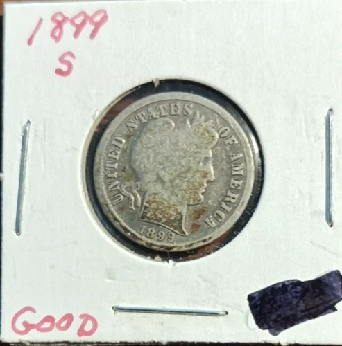 1899-S Barber Dime — photo from the most recent tracked eBay sale