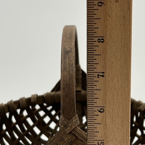 Antigua cesta a tope 11" ojo de Dios mango de madera curvada granja decoración de campo - Imagen 9 de 11