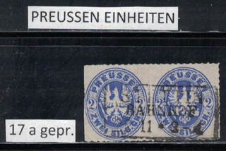 Preussen Einheiten MiNr. 17 a waagerechtes Paar gepr. Wasels BPP