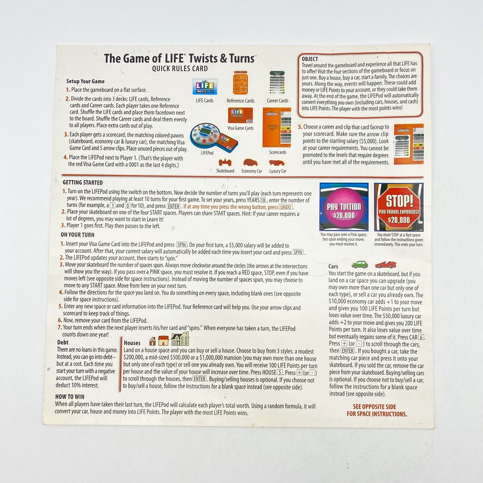 2007 Game of Life Twist & Turns Board Game Instruction Manual