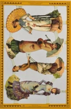 Mamelok English Embossed Scrap Die Cut - Victorian Dressed Women  A137