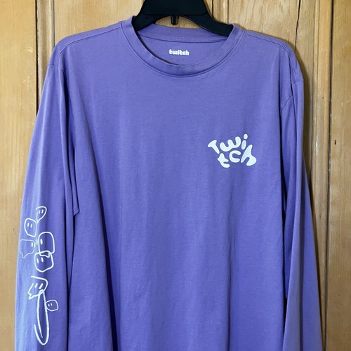 Twitch Mens Unisex Streaming Bubble Long Sleeve T-Shirt Size Large Purple NEW - Picture 2 of 11