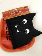 Black Cat - I'm Just Here for the Candy - Halloween themed Hat and Bib set - NEW