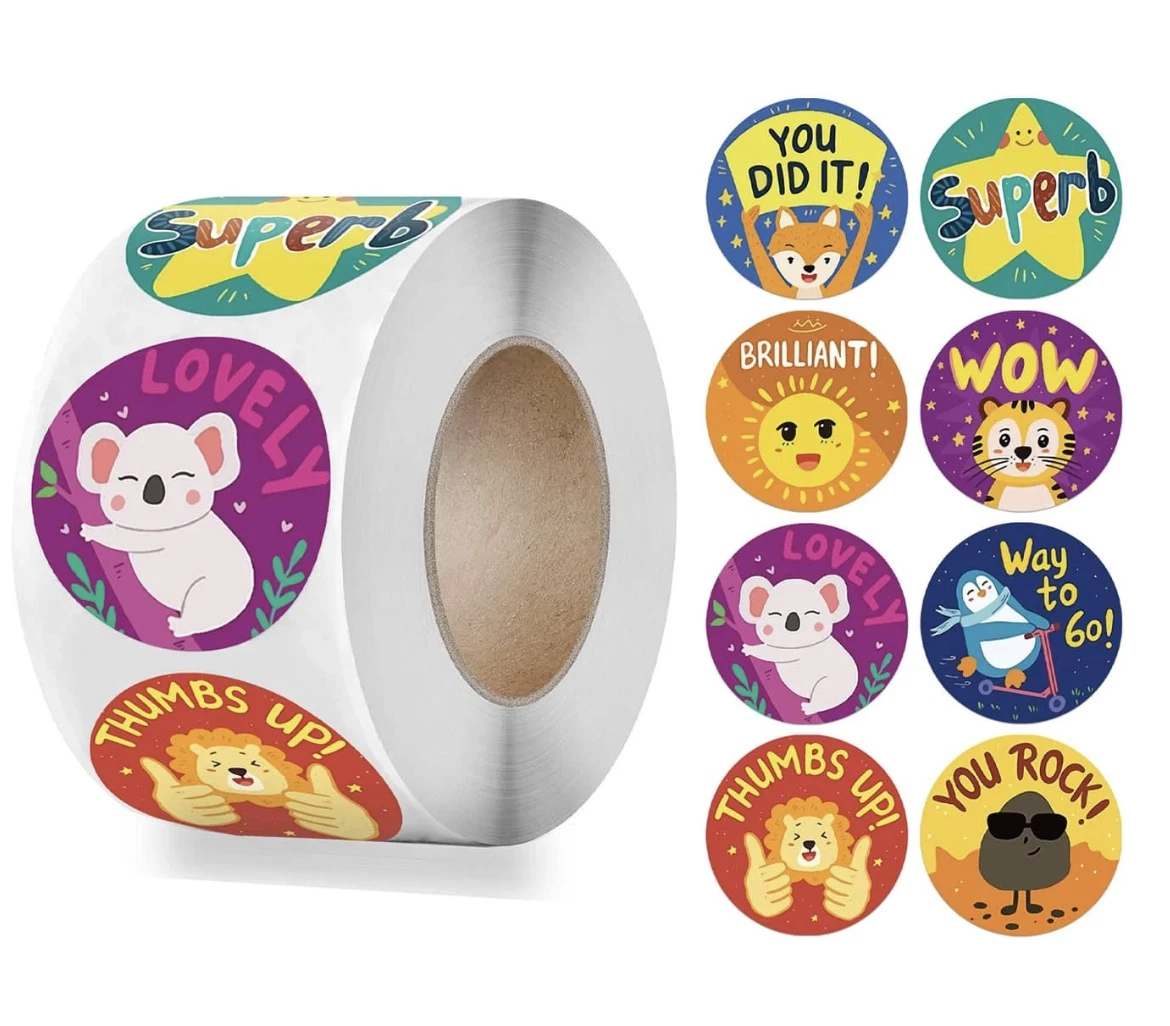 Positive Reward Teacher Merit Stickers 2.5cm 50/100pc Classroom Award Kids Party