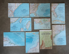 8 Vintage National Geographic Maps 1960s  70s Americas, Australia, China, Africa