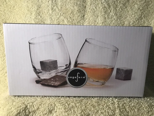 Sagaform Rocking Whiskey Tumbler & Drink Stone 2-Pack Gift Set