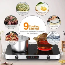 Portable Electric Cooktop 2 Burners Electric Stove Top Knob Control 120V 2200W