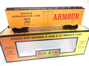 MTH-Rail-King-Armour-Reefer-Freight-Car-O-gauge-Die-cast-Sprung-trucks-ln-w-bx