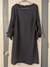 Talbots Women's Navy Blue Dress with 3/4 Sleeve and Tie Detail Size M