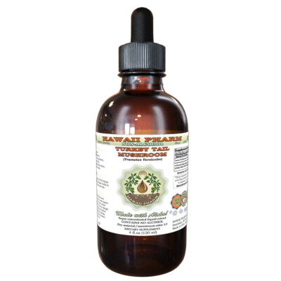 Turkey Tail Mushroom (Trametes Versicolor) Tincture. Alcohol-FREE. Hawaii Pharm.