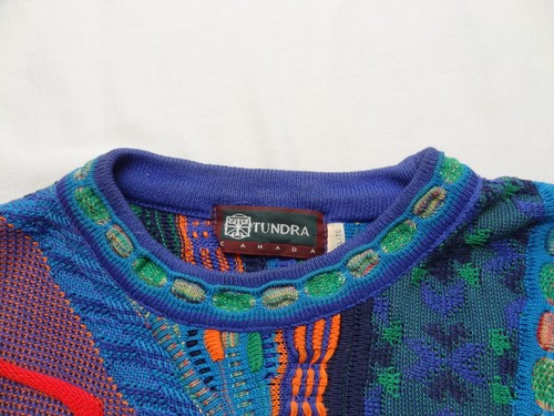 Maglione pullover Tundra Canada XL VINTAGE maglia arcobaleno maglione Biggie anni 90 hip hop cosby - Foto 9 di 19