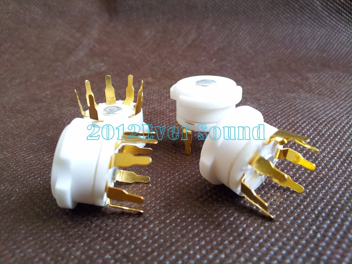 2x 7-pin Vacuum Tube Gold Ceramic Socket for 6J1 6J2 6Z4EAA91 GZC7