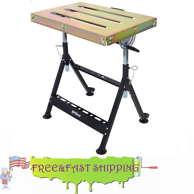 Steel Welding Table 400lbs Capacity Adjustable Angle & Height w/Wheels 30''x20''