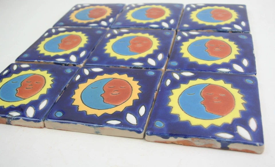 9 Stück Relief-Fliesen 10x10 Motiv: Sonne und Mond blau [22-08-03] - Bild 2 von 3