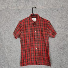 Brutus Trimfit Shirt Mens Medium Red Tartan Check Mod 60s Suedehead Ska Soul