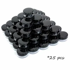  25pcs Tiny Sample Containers 3g Black Jars Makeup Travel Containers with Lids