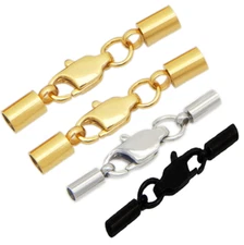 2Pcs Stainless Steel Clasps And Hooks For Leather Cord Necklace End Caps Jewelry