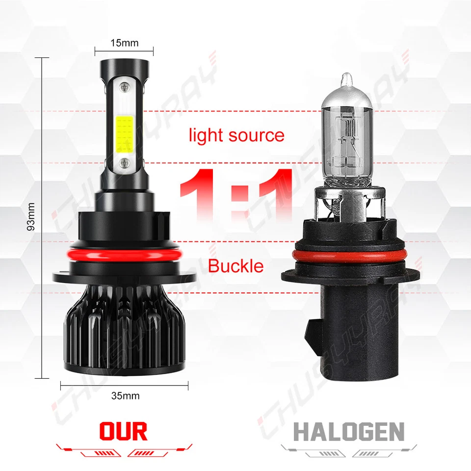 For Ford F150 F 250 F 350 1994-1996 6000K LED Headlight + Fog Light Bulbs Combo - Image 2 of 4