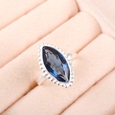 London Blue Topaz Gemstone 925 Sterling Silver Handmade Jewelry Ring Gift