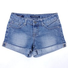 Vigoss Blue Denim Jean "The Jagger" Low-Rise Shorts Girls 12 Flag Embellished