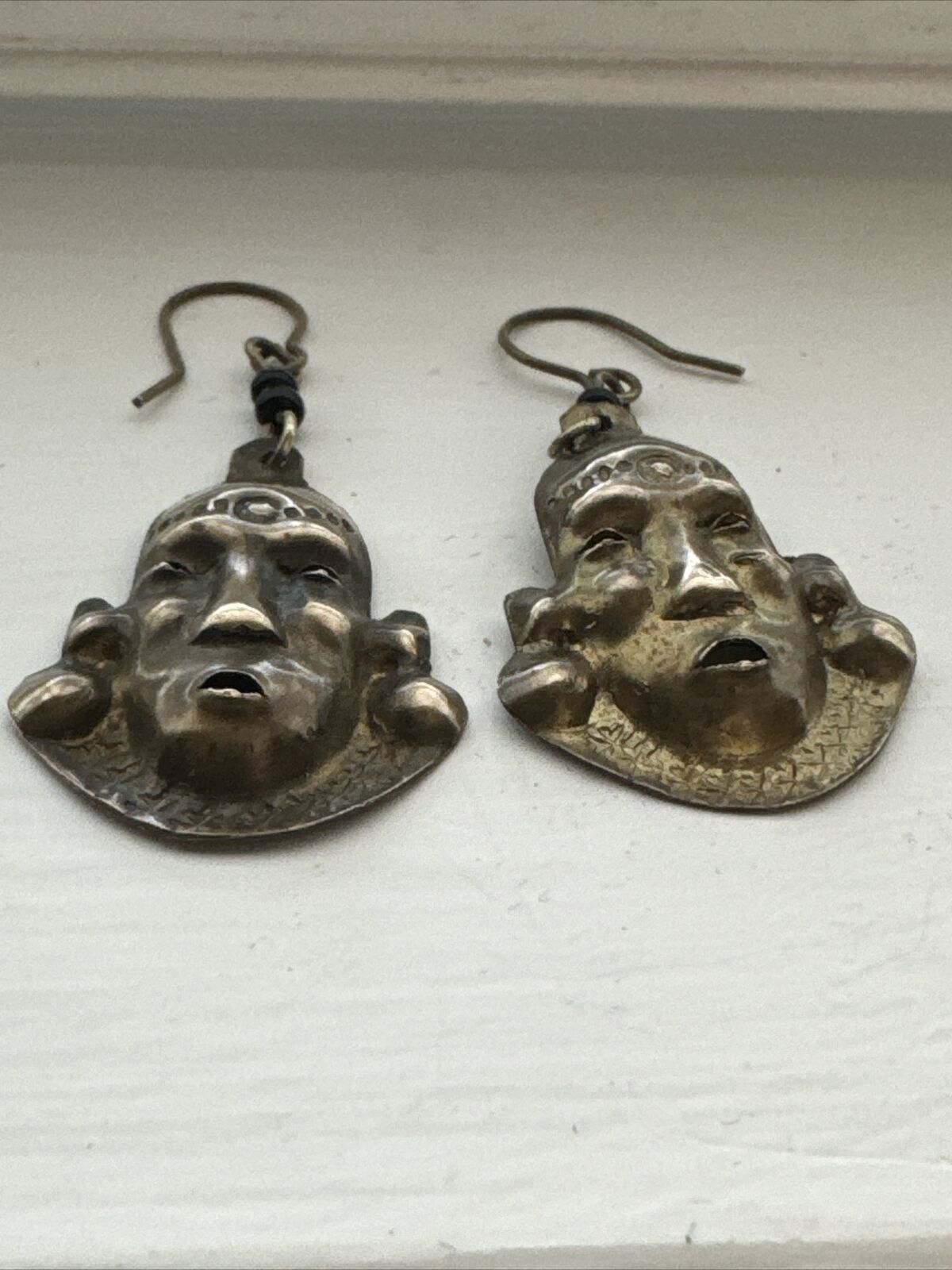 Earrings Brass African Mask, Unique! - image 6
