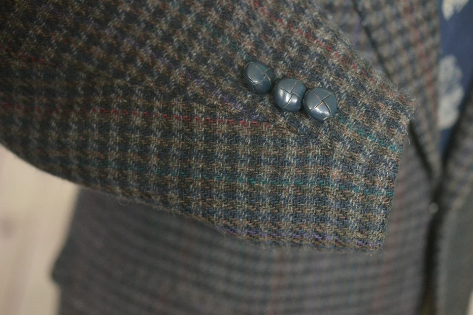 DAKS Mens Brown Check TWEED Wool Classic Fit Sport Coat Blazer Jacket SIZE 42L - Image 3 of 4