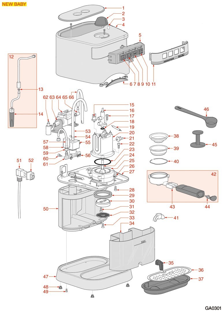 Gaggia Espresso Coffee Machine Portafilter Filter Holder and Handle