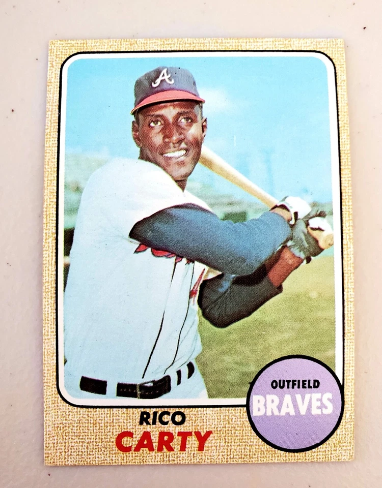 Lote de 9 tarjetas vintage 1968 Topps Atlanta Braves, Rico Carty, Tommie Aaron Foto 3 de 4