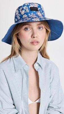 Rag & Bone Addison Cruise Reversible Bucket Hat Blue Floral rag & bone Addison Cruise Hat Recycled Materials Hat  main image 4