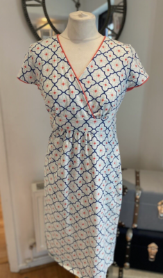 Boden Navy Blue Green Casual Jersey Dress Size 8