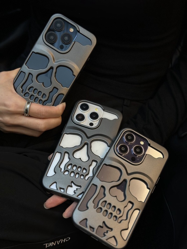 Skeleton Skull Hollow Out Cover Case For iPhone 16 15 14 13 12 11