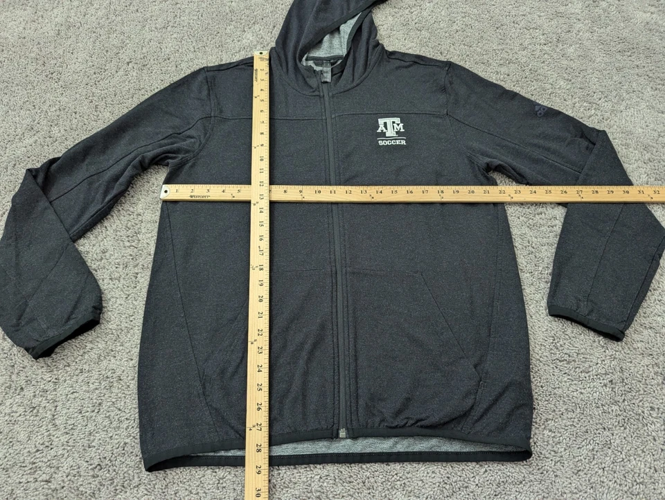 Sudadera con capucha de fútbol Texas A&M Aggies para hombre grande NCAA cremallera completa negra Adidas Foto 4 de 4