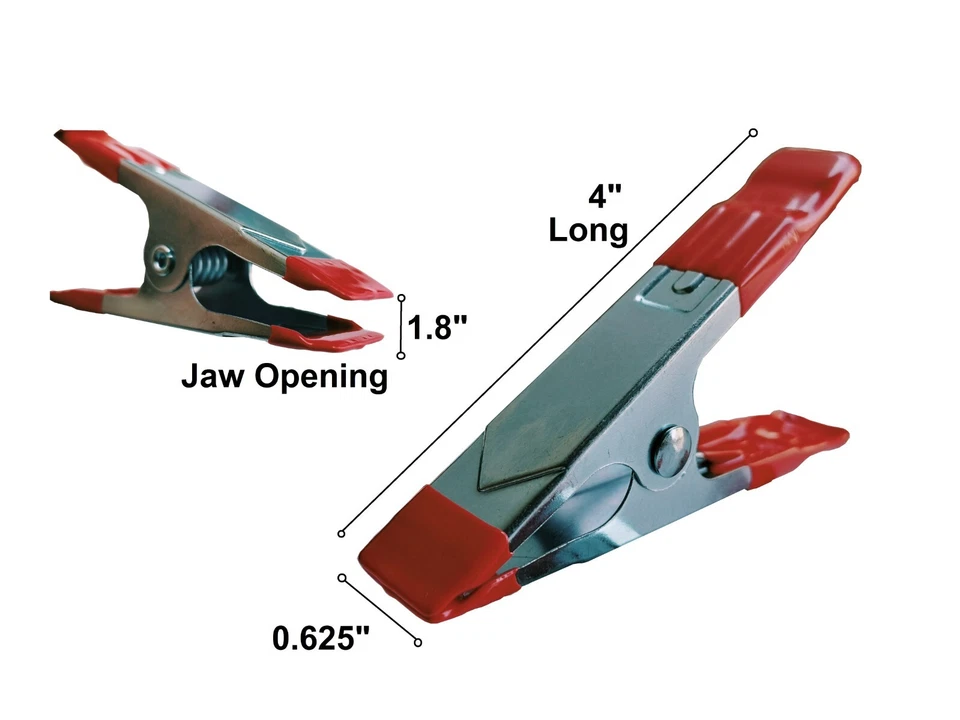 4 Pcs 4" Long Spring Clamp Heavy Duty Spring Metal Soft Poly Vinyl Tips - Image 3 of 3