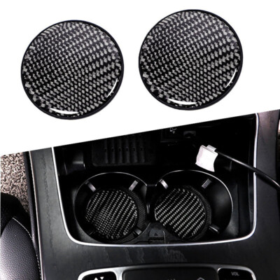 2-Pack Black Carbon Fiber Look Cup Holder Non-Slip Pads – Universal Fit – Soft PVC