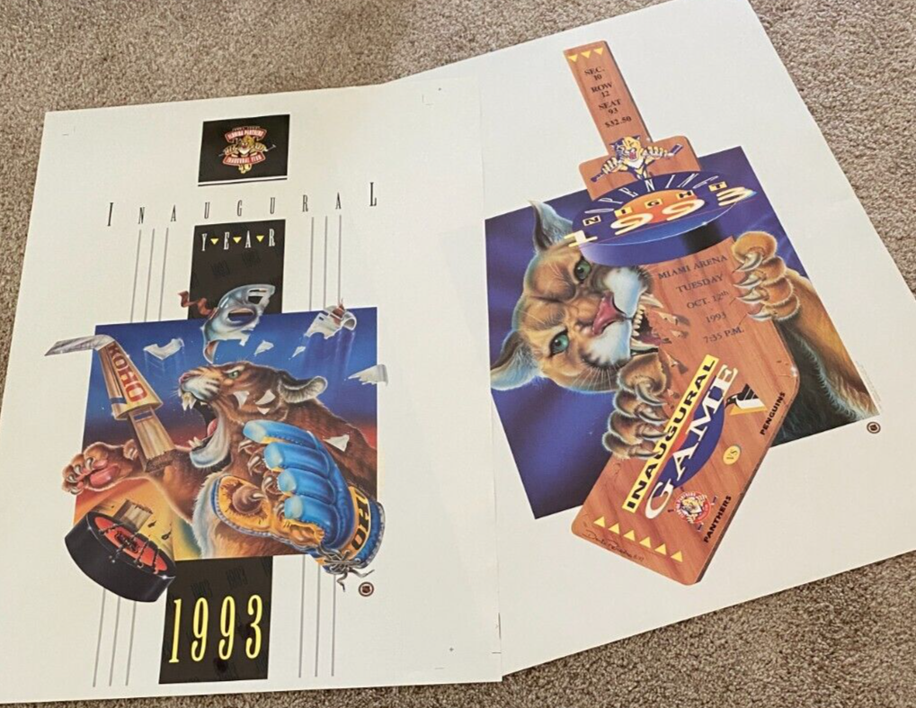 Florida Panthers Posters 1993 Inaugural  & Opening Night Penguins Miami Arena