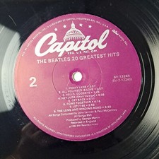 Vinyl Record The Beatles - 20 Greatest Hits 1982 Capitol No Cover