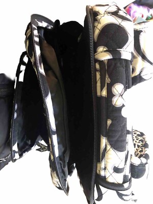 Vera Bradley Quilted Night and Day Black and White Laptop Backpack. Vera Bradley Large Bancroft Backpack - Moonless Night  main image 2
