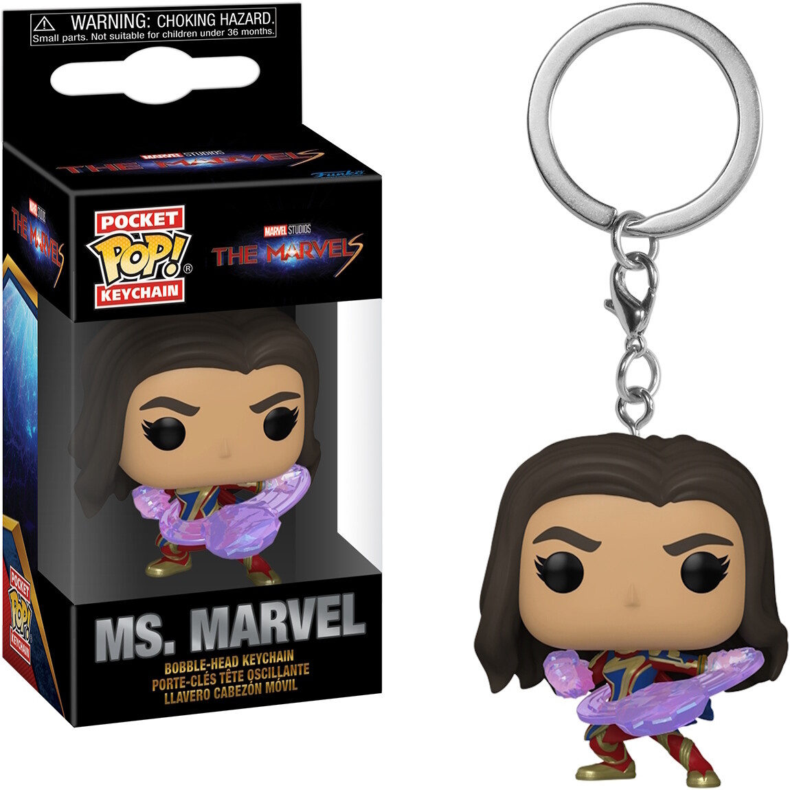 Funko POP! Keychain: Ms. Marvel (The Marvels) – Vinyl-Schlüsselanhänger, Ca. 4 Zoll, Offizielle Merchandise