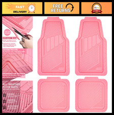 Heavy Duty Pink Rubber Floor Mats 4-piece Set Waterproof Anti-slip Car Suv Truc Heavy Duty Pink Rubber Floor Mats 4-piece Set Waterproof Anti-slip Car Suv Truc