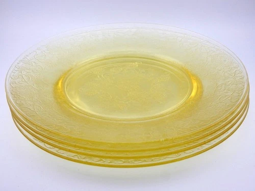 Vintage Hazel Atlas Florentine Yellow Depression  Salad Plate Lot 8 3/8"