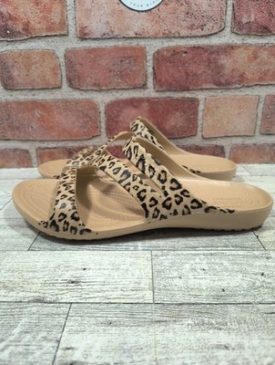 Crocs Kadee II Strappy Women's Size 8 Leopard Sandals 206894-90L NWT