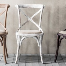 Set of Cross Back Dining Chairs - White Wood - 2/4/6/8+ Available