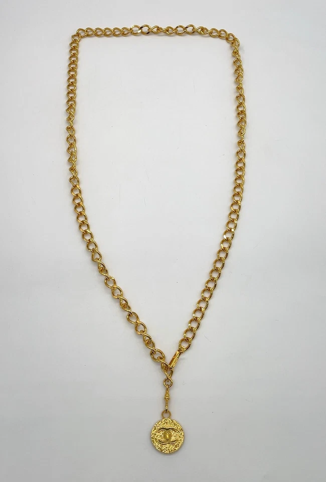 Auth Chanel Coco Mark Gold Plated Chain Belt 118.23G W/Box SK100215 - Image 3 of 4