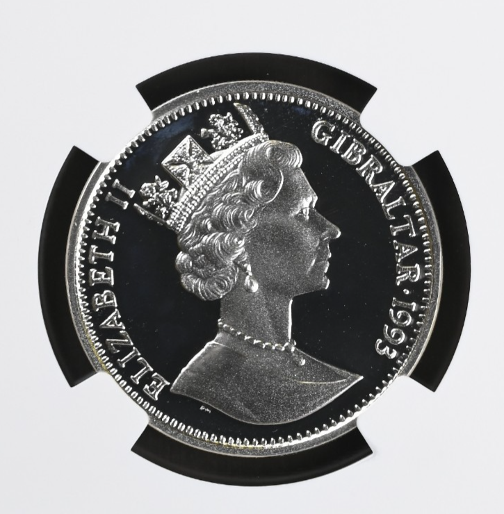 1993 Gibraltar 14 ECUs Elizabeth II Eurotunnel Silver .925 Proof